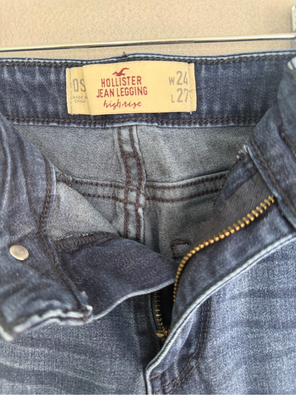 Hollister Jean Legging High Rise w24/27 Women's Blue Stretch Denim - Picture 2 of 11